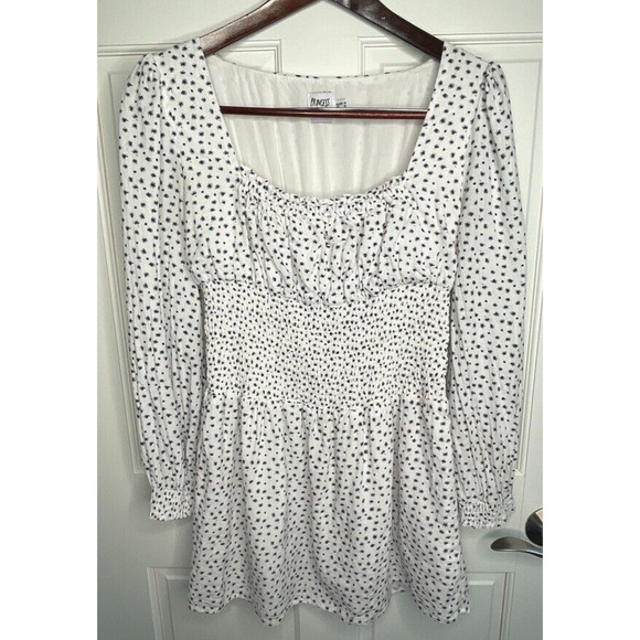 Princess Polly Dresses & Skirts - Princess Polly Women's Smocked Mini Dress Size 10 Lined Coquette Boho Peasant